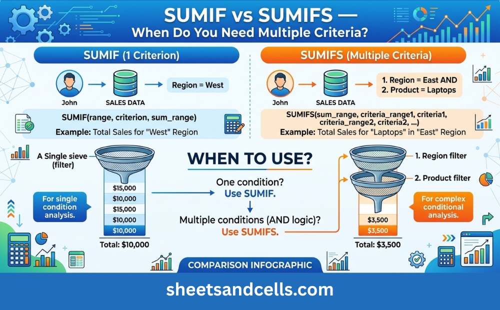 SUMIF vs SUMIFS — when do you need multiple criteria?