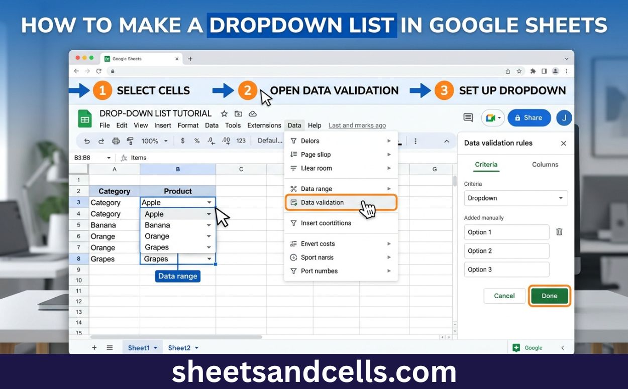 How to Make a Dropdown List in Google Sheets