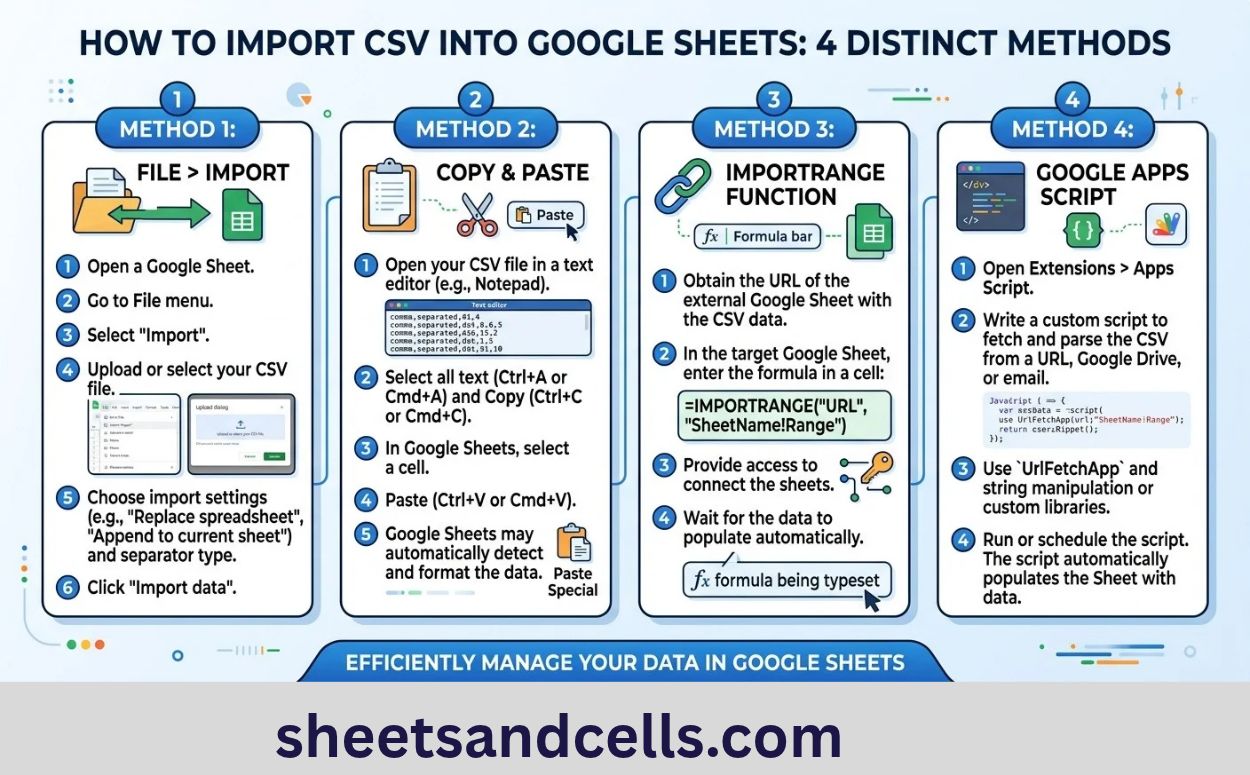 How to import CSV into Google Sheets (4 methods)