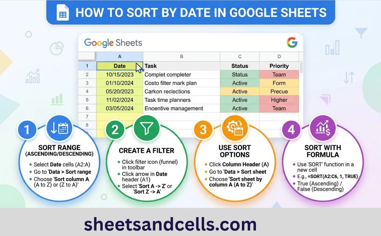 How to sort by date in Google Sheets (4 methods)